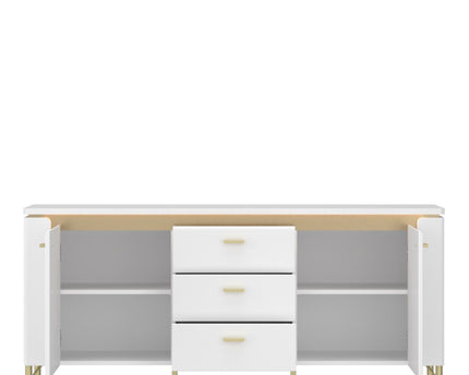 Lazio TV Cabinet 2 Door 3 Drawer in Alpine White/White Gloss