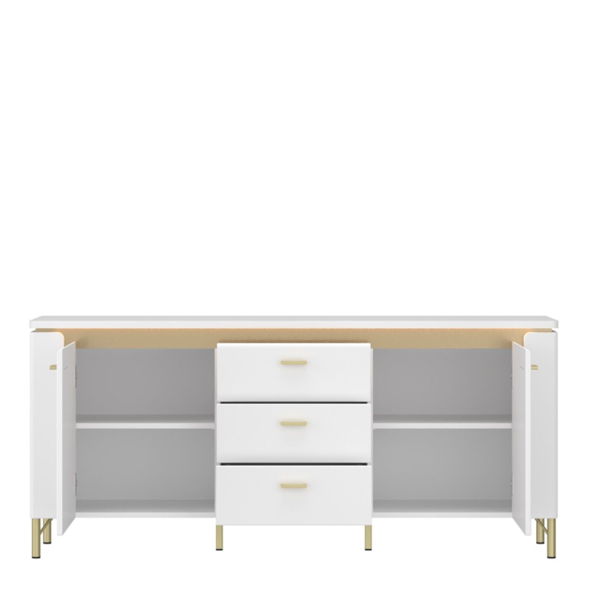 Lazio TV Cabinet 2 Door 3 Drawer in Alpine White/White Gloss