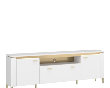 Lazio TV Cabinet 2 Door 1 Drawer in Alpine White/White Gloss