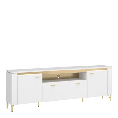 Lazio TV Cabinet 2 Door 1 Drawer in Alpine White/White Gloss