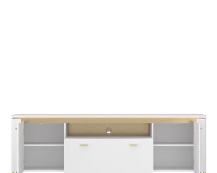 Lazio TV Cabinet 2 Door 1 Drawer in Alpine White/White Gloss