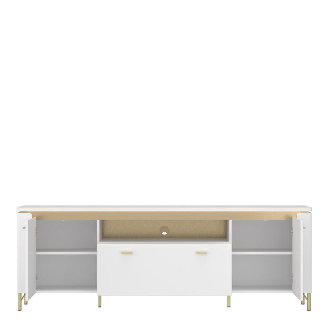 Lazio TV Cabinet 2 Door 1 Drawer in Alpine White/White Gloss