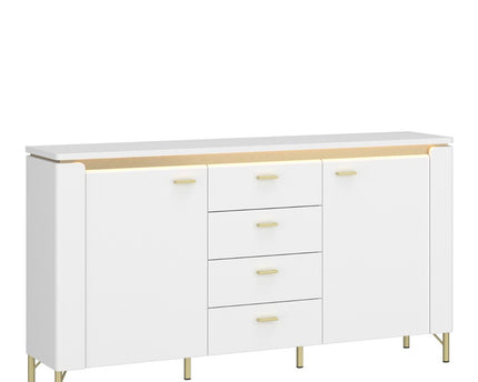 Lazio Sideboard 2 Door 4 Drawer in Alpine White/White Gloss