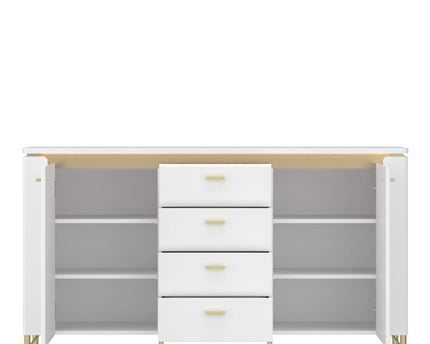 Lazio Sideboard 2 Door 4 Drawer in Alpine White/White Gloss