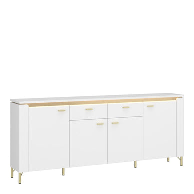 Lazio Sideboard 4 Door 2 Drawer in Alpine White/White Gloss