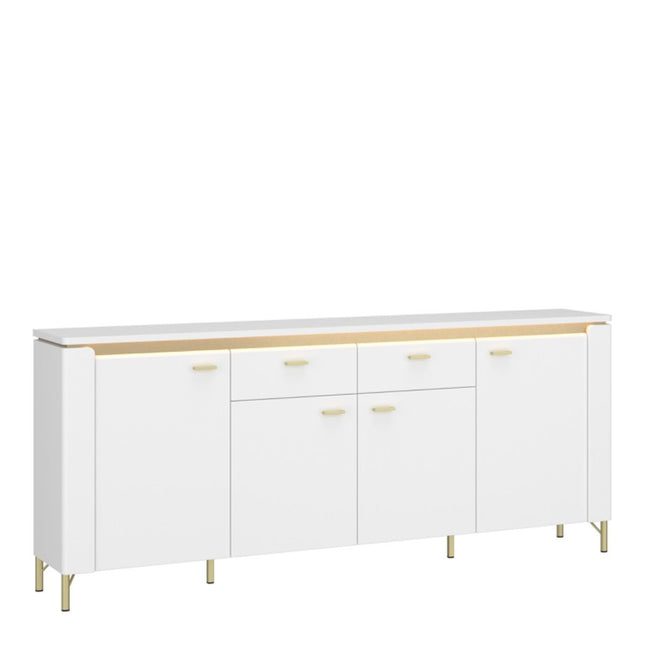 Lazio Sideboard 4 Door 2 Drawer in Alpine White/White Gloss