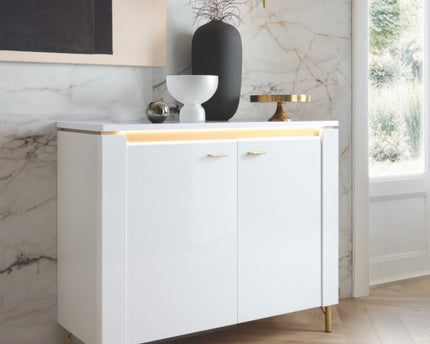 Lazio Sideboard 2 Door in Alpine White/White Gloss