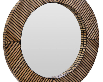 Bambusa Bamboo Inlay Round Wall Mirror