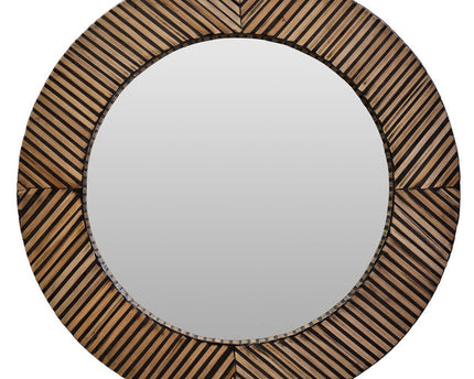 Bambusa Bamboo Inlay Round Wall Mirror