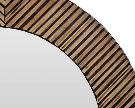 Bambusa Bamboo Inlay Round Wall Mirror