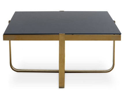 Alana Square Coffee Table with Gold Frame and Black Glass