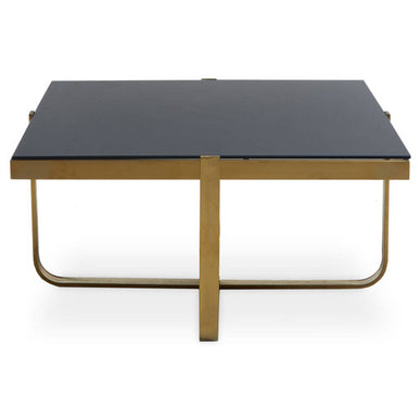 Alana Square Coffee Table with Gold Frame and Black Glass