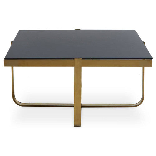 Alana Square Coffee Table with Gold Frame and Black Glass
