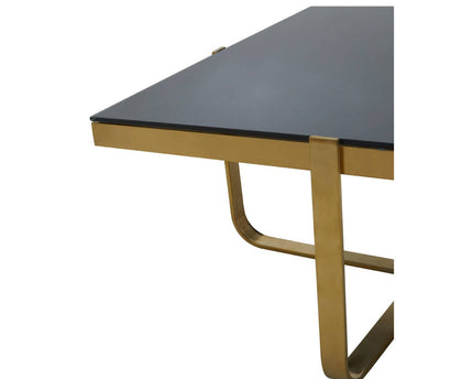 Alana Square Coffee Table with Gold Frame and Black Glass
