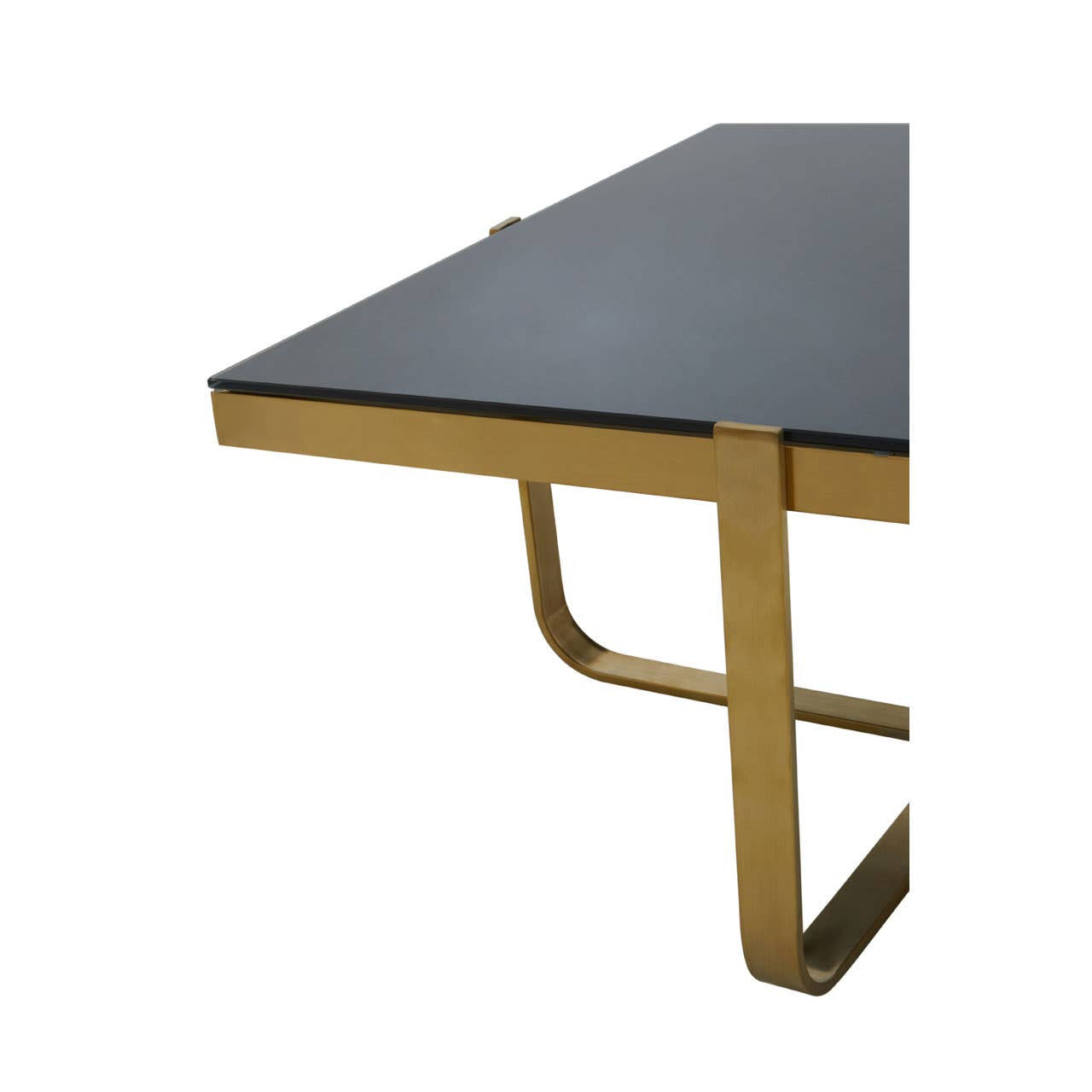Alana Square Coffee Table with Gold Frame and Black Glass