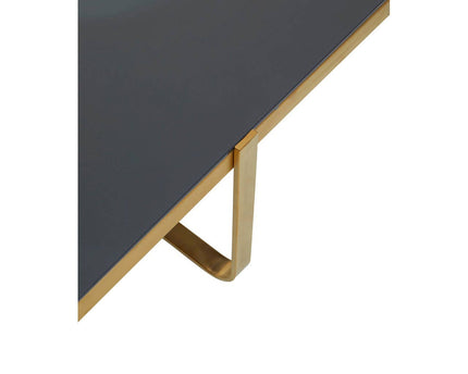 Alana Square Coffee Table with Gold Frame and Black Glass