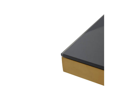 Alana Square Coffee Table with Gold Frame and Black Glass