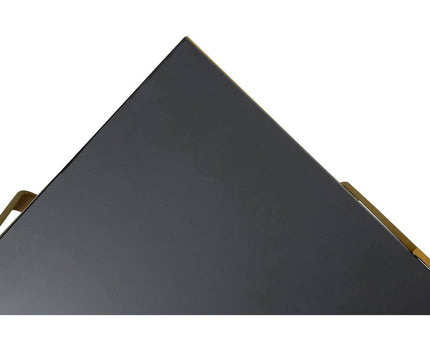 Alana Square Coffee Table with Gold Frame and Black Glass