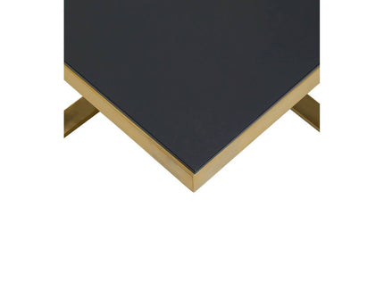Alana Square Coffee Table with Gold Frame and Black Glass