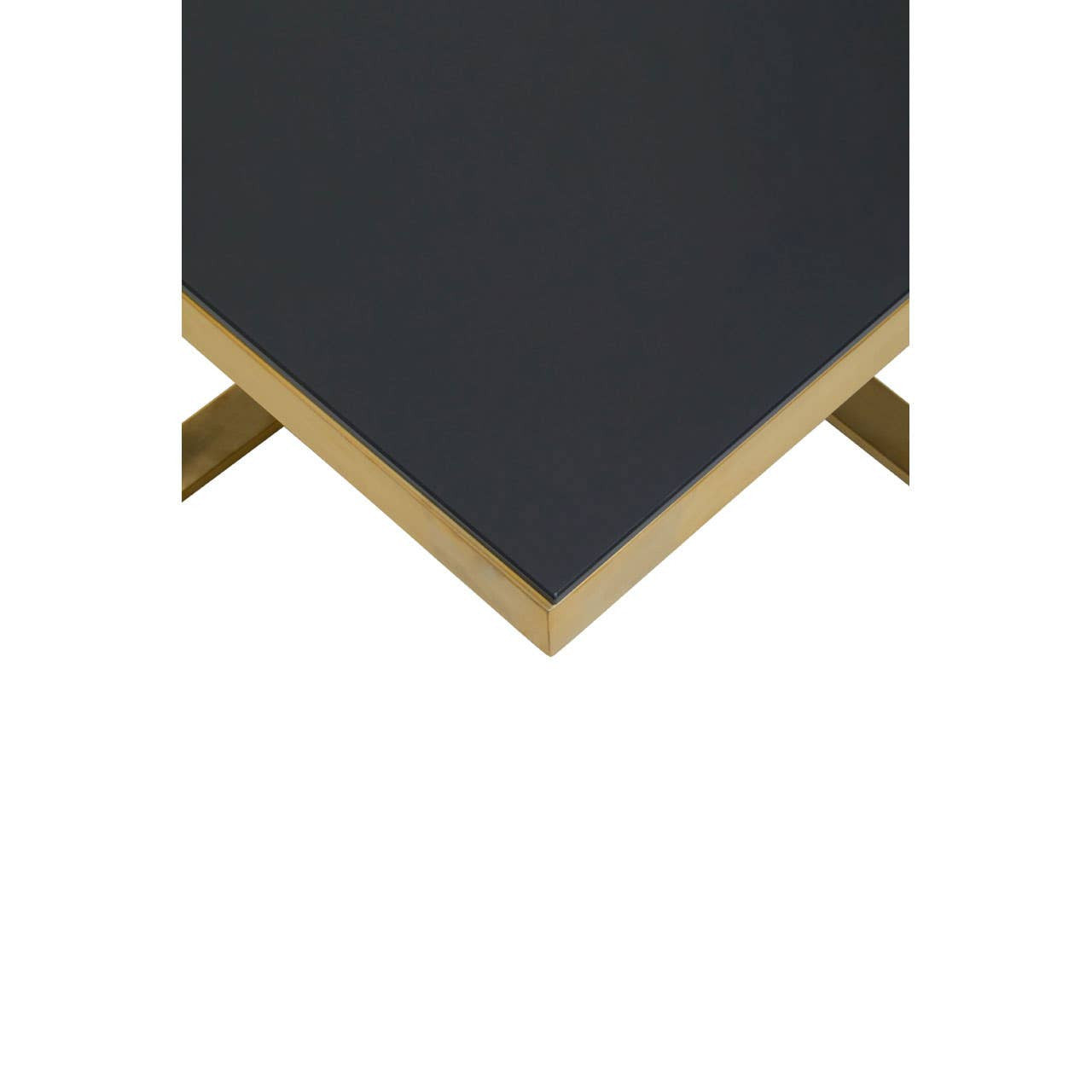 Alana Square Coffee Table with Gold Frame and Black Glass