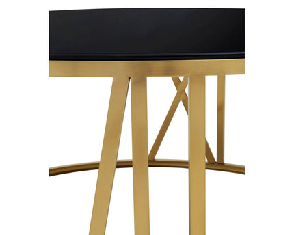 Alana Round Coffee Table with Gold Frame and Black Glass