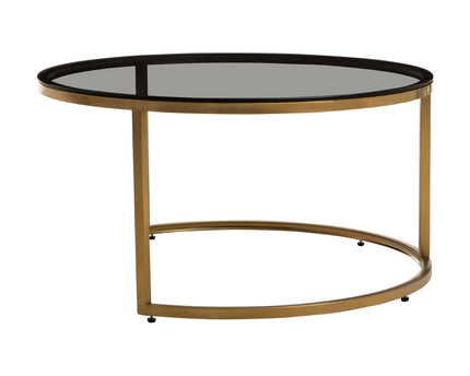 Alana Set of 2 Gold and Black Round Nesting Coffee Tables