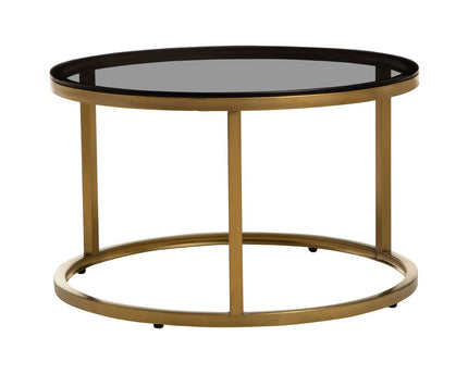 Alana Set of 2 Gold and Black Round Nesting Coffee Tables