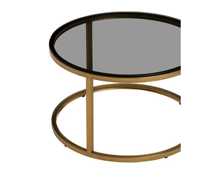 Alana Set of 2 Gold and Black Round Nesting Coffee Tables