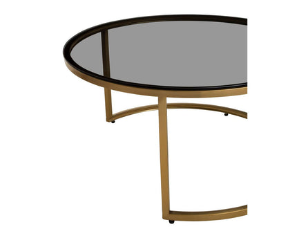 Alana Set of 2 Gold and Black Round Nesting Coffee Tables
