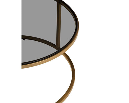 Alana Set of 2 Gold and Black Round Nesting Coffee Tables