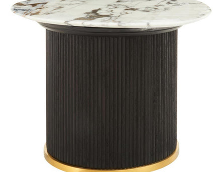 Doha White Marble Side Table with Fluted Base