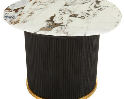 Doha White Marble Side Table with Fluted Base