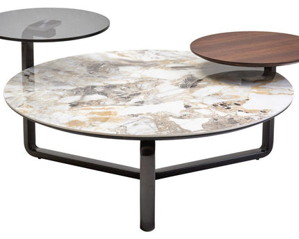 Imperia 3 Tier Round Ceramic Marble Effect Coffee Table