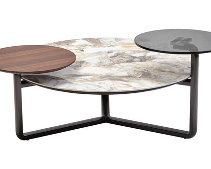 Imperia 3 Tier Round Ceramic Marble Effect Coffee Table