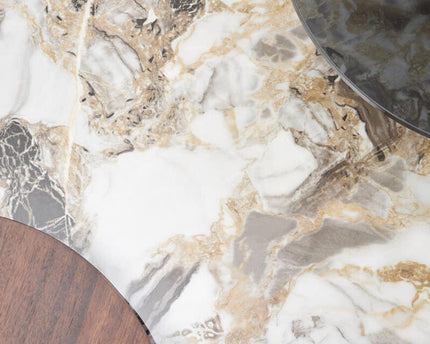 Imperia 3 Tier Round Ceramic Marble Effect Coffee Table