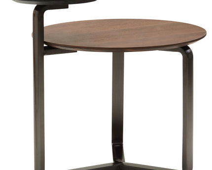 Imperia 2 Tier Round Veneer and Ceramic Coffee Table