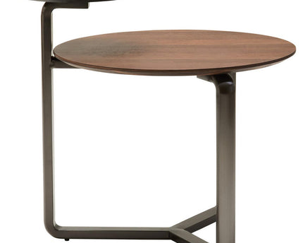 Imperia 2 Tier Round Veneer and Ceramic Coffee Table