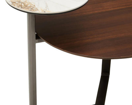 Imperia 2 Tier Round Veneer and Ceramic Coffee Table