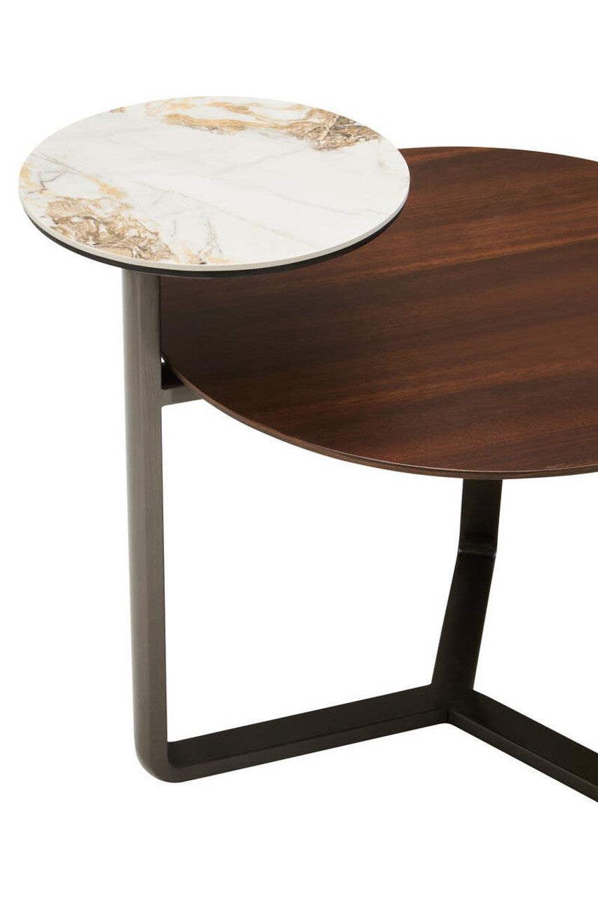 Imperia 2 Tier Round Veneer and Ceramic Coffee Table
