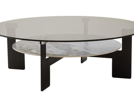 Imperia Round Grey Glass And Ceramic Large Coffee Table