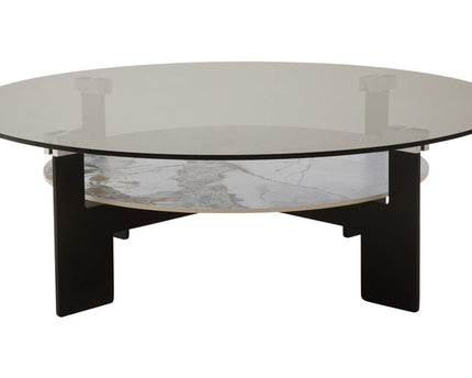 Imperia Round Grey Glass And Ceramic Large Coffee Table