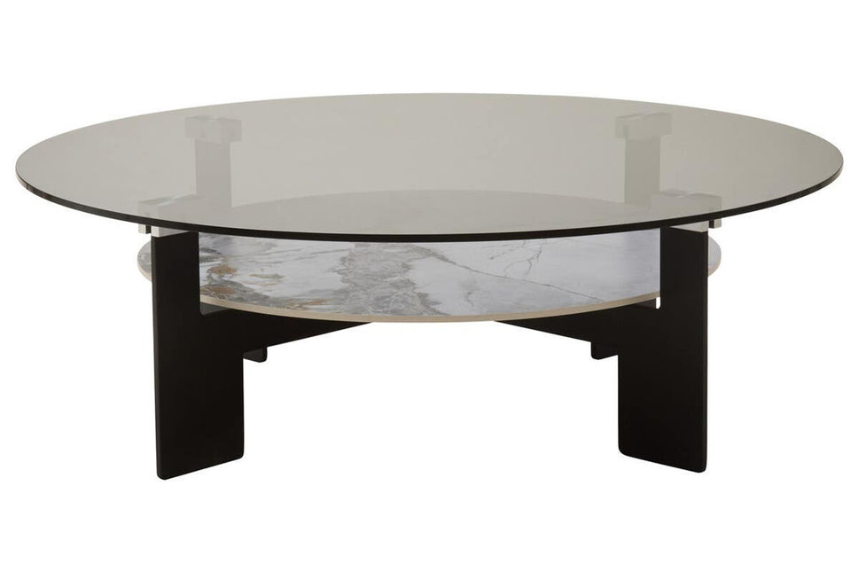 Imperia Round Grey Glass And Ceramic Large Coffee Table
