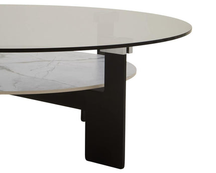 Imperia Round Grey Glass And Ceramic Large Coffee Table