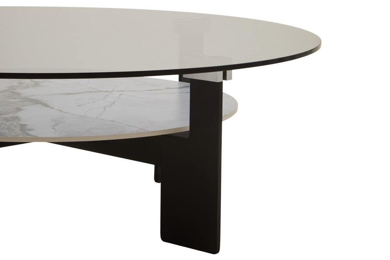 Imperia Round Grey Glass And Ceramic Large Coffee Table