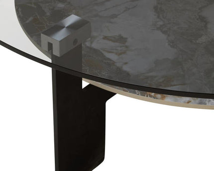 Imperia Round Grey Glass And Ceramic Large Coffee Table