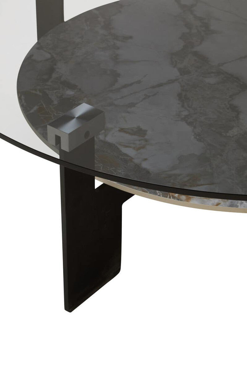Imperia Round Grey Glass And Ceramic Large Coffee Table