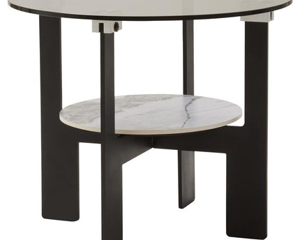 Imperia Round Grey Glass And Ceramic Small Coffee Table