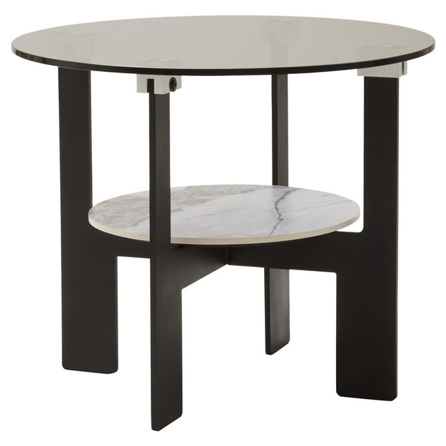 Imperia Round Grey Glass And Ceramic Small Coffee Table