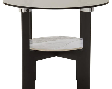 Imperia Round Grey Glass And Ceramic Small Coffee Table