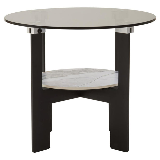 Imperia Round Grey Glass And Ceramic Small Coffee Table